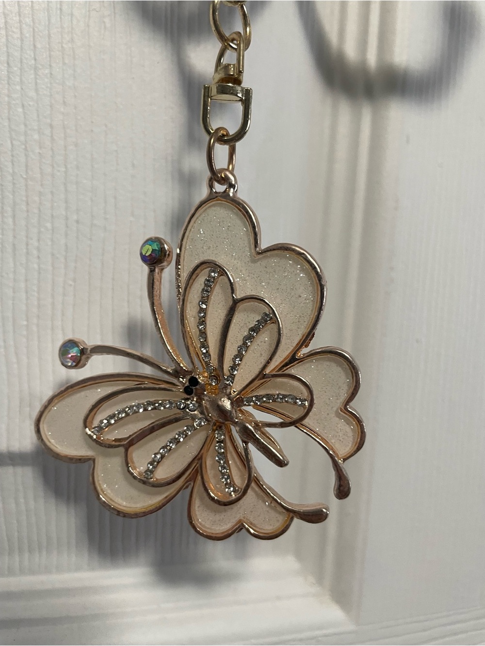 Gold Butterfly Keychain bagcharm with Sparkle Accents - Picture 2 of 3